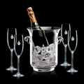 Lyndhurst Crystalline Champagne Bucket w/ 4 Flutes